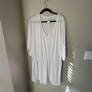 Catalina Swimsuit Cover-up XL White Semi-Sheer Mesh Pool Beach Cover Up Tie Up